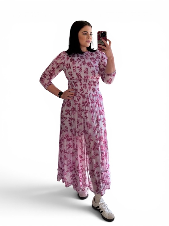 Free People Dresses & Skirts - Free People- Floral Pink Long Sleeve Midi Dress - Women